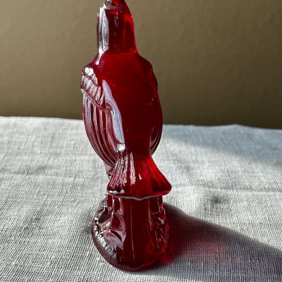 Vintage Mosser Glass Ruby Red Cardinal Figurine – Solid Glass, USA Made - Picture 3 of 5
